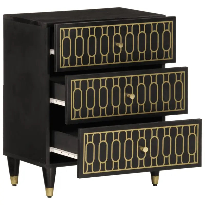 Eenvoudig nachtkastje met massief mangohout voor een elegante inrichting - Zwart / 1 - Nachtkastjes