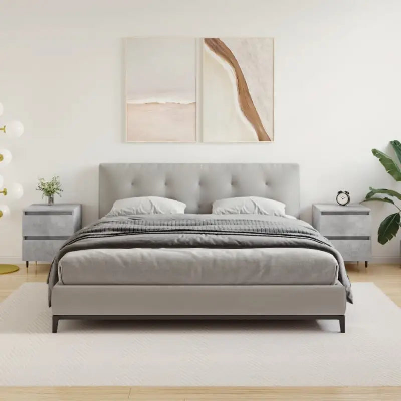 Eenvoudig nachtkastje van bewerkt hout met tijdloos ontwerp - Betongrijs / 2 - Nachtkastjes