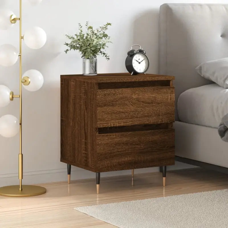 Eenvoudig nachtkastje van bewerkt hout met tijdloos ontwerp - bruin eikenkleur / 1 - Nachtkastjes