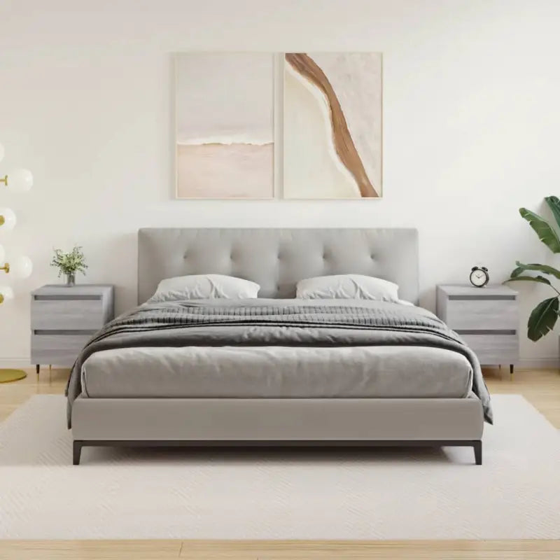 Eenvoudig nachtkastje van bewerkt hout met tijdloos ontwerp - Grijs sonoma / 2 - Nachtkastjes