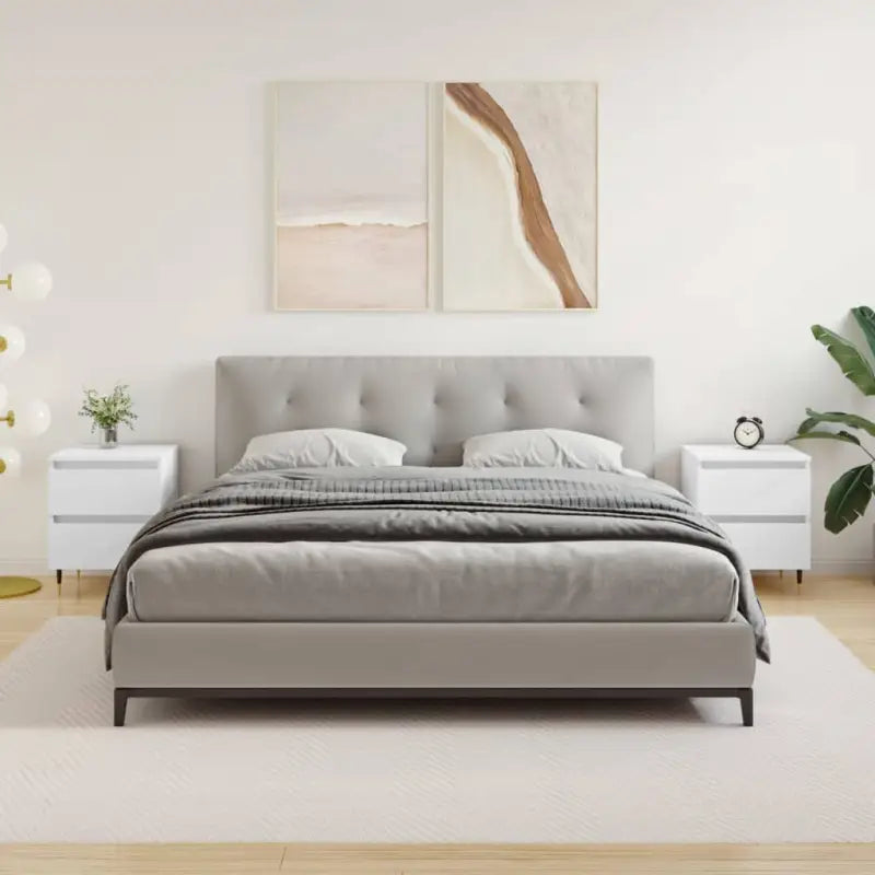 Eenvoudig nachtkastje van bewerkt hout met tijdloos ontwerp - Wit / 2 - Nachtkastjes