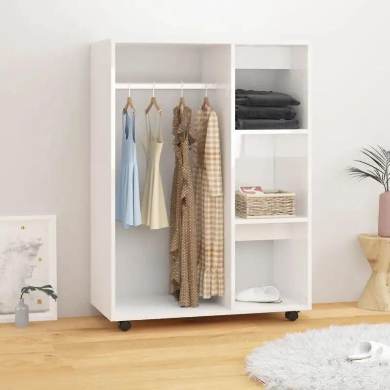 Eenvoudig schoon drie-delig kledingkast van bewerkt hout - Hoogglans wit / 1 - Kledingkasten