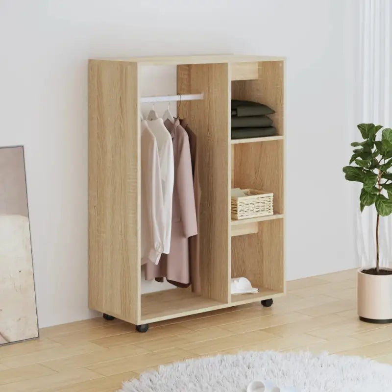 Eenvoudig schoon drie-delig kledingkast van bewerkt hout - Sonoma eiken / 1 - Kledingkasten