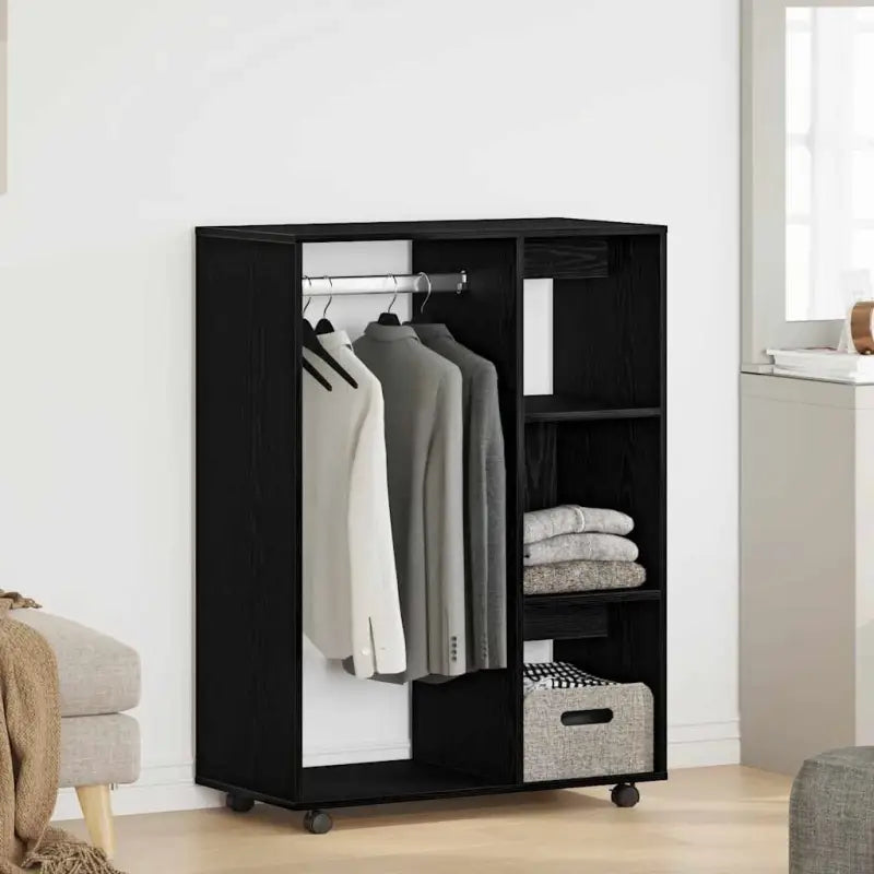 Eenvoudig schoon drie-delig kledingkast van bewerkt hout - Zwart eiken / 1 - Kledingkasten
