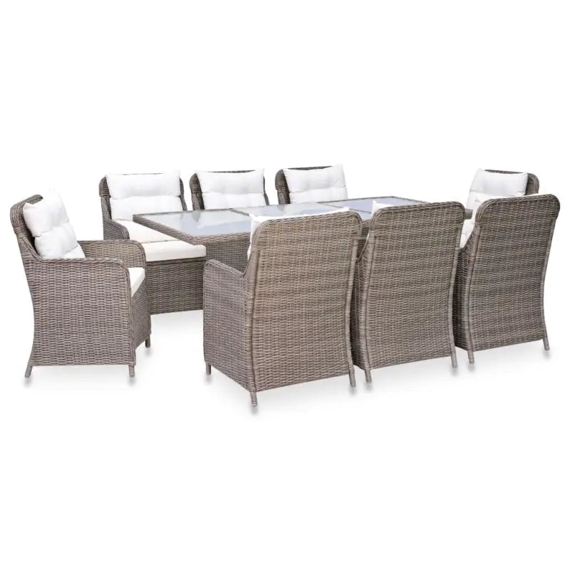 Eenvoudig schoon halfronde poly rattan tuinset voor 8 personen - Bruin en wit - Tuinsets