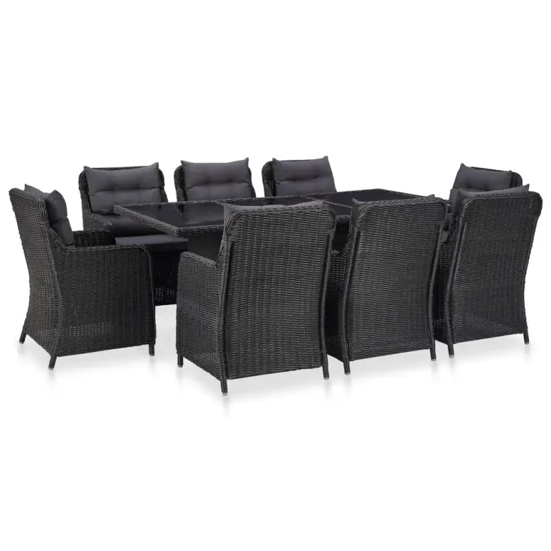 Eenvoudig schoon halfronde poly rattan tuinset voor 8 personen - Zwart - Tuinsets