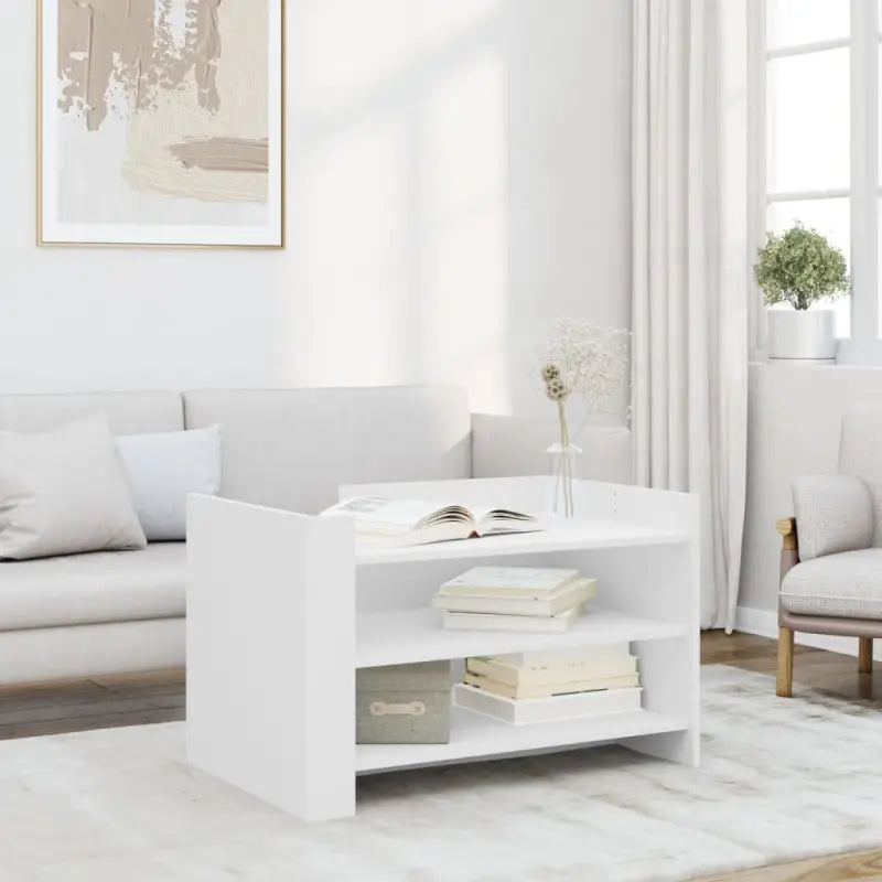 Eenvoudig schoon te maken salontafel van bewerkt hout met elegante uitstraling - Wit / 1 / 80 cm - Salontafels