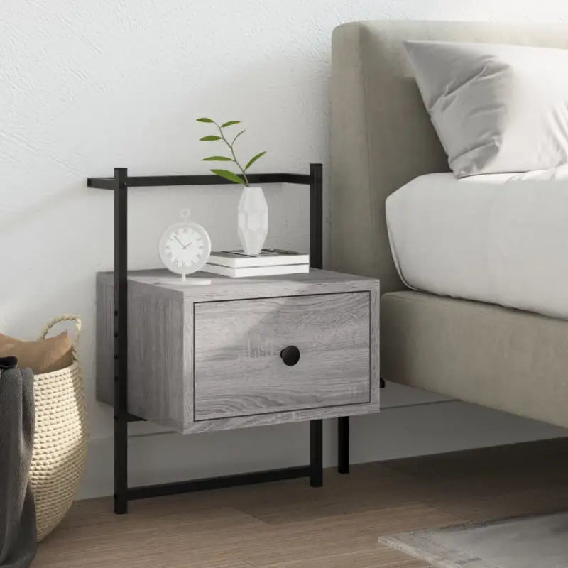 Eenvoudig schoon te maken wandnachtkastjes voor in de slaapkamer - Grijs sonoma / 1 - Nachtkastjes