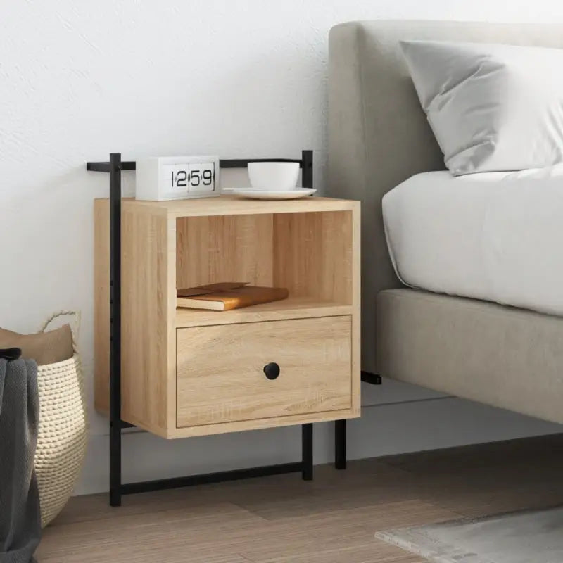 Eenvoudig schoon wandnachtkastje van gerookt eiken voor je slaapkamer - Sonoma eiken / 1 - Nachtkastjes