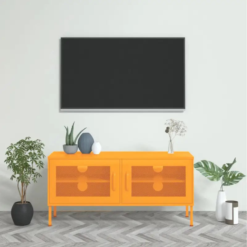 Eenvoudig Tv-meubel met stalen constructie voor je woonkamer - Mosterdgeel / 1 - Tv-meubels