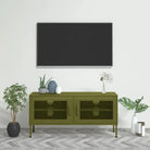 Eenvoudig Tv-meubel met stalen constructie voor je woonkamer - Olijfgroen / 1 - Tv-meubels