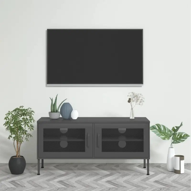 Eenvoudig Tv-meubel met stalen constructie voor je woonkamer - Antraciet / 1 - Tv-meubels