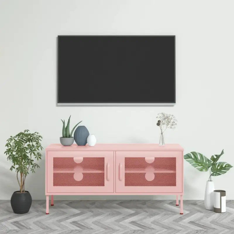 Eenvoudig Tv-meubel met stalen constructie voor je woonkamer - Roze / 1 - Tv-meubels