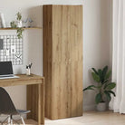 Eenvoudige Archiefkast van bewerkt hout voor stijlvol opbergen - artisanaal eikenkleurig / 60 x 32 x 190 cm / 1