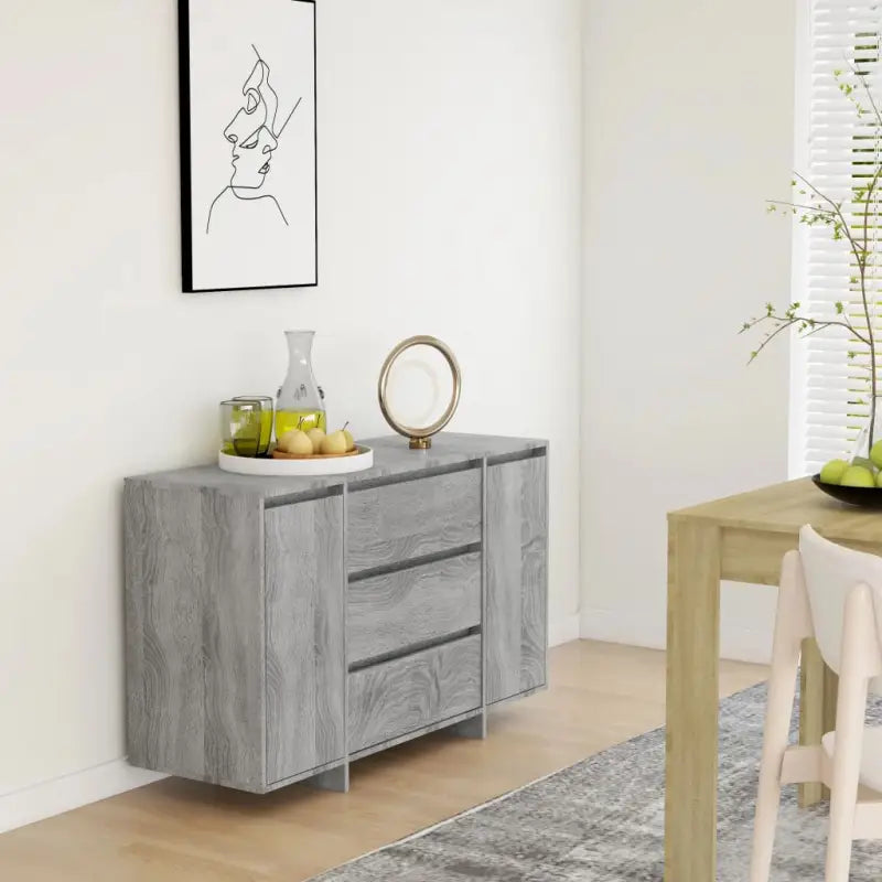 Eenvoudige Bezocht Bewerkt Hout Dressoir met Modern Design - Grijs sonoma / 1 - Dressoirs & buffetkasten