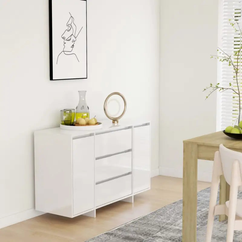 Eenvoudige Bezocht Bewerkt Hout Dressoir met Modern Design - Hoogglans wit / 1 - Dressoirs & buffetkasten