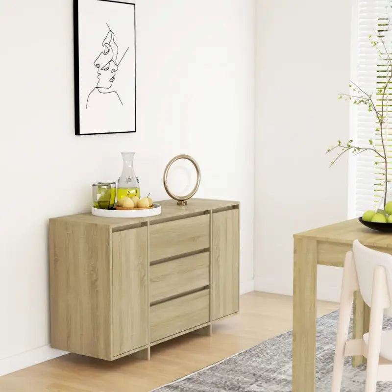 Eenvoudige Bezocht Bewerkt Hout Dressoir met Modern Design - Sonoma eiken / 1 - Dressoirs & buffetkasten