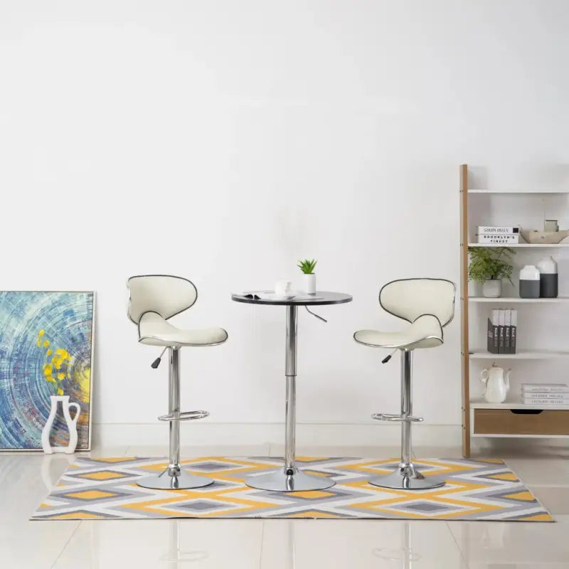 Eenvoudige en comfortabele barkrukken met kunstlederen bekleding - Crème / 2 - Barkrukken