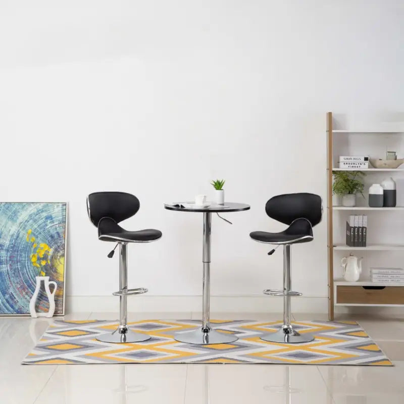 Eenvoudige en comfortabele barkrukken met kunstlederen bekleding - Zwart / 2 - Barkrukken