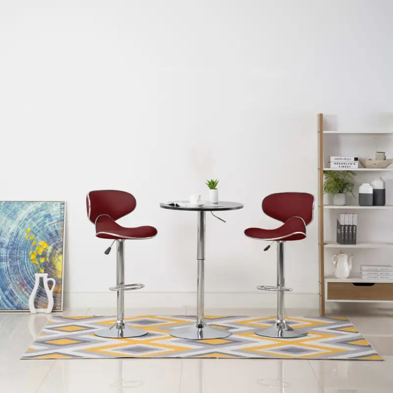 Eenvoudige en comfortabele barkrukken met kunstlederen bekleding - Wijnrood / 2 - Barkrukken