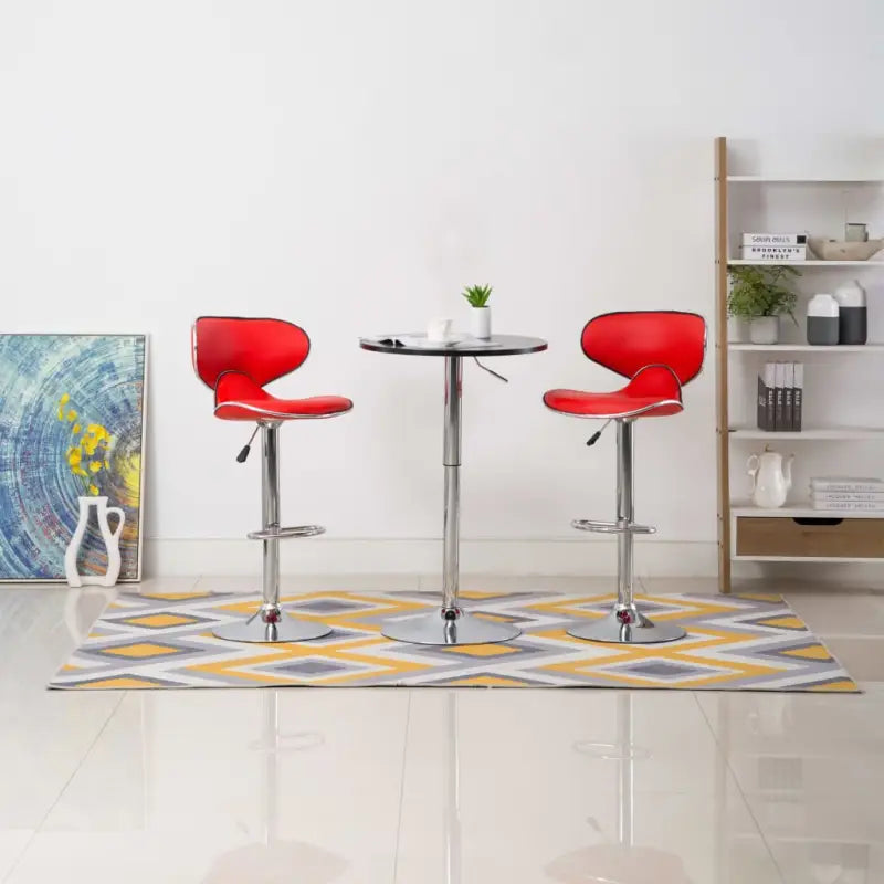Eenvoudige en comfortabele barkrukken met kunstlederen bekleding - Rood / 2 - Barkrukken