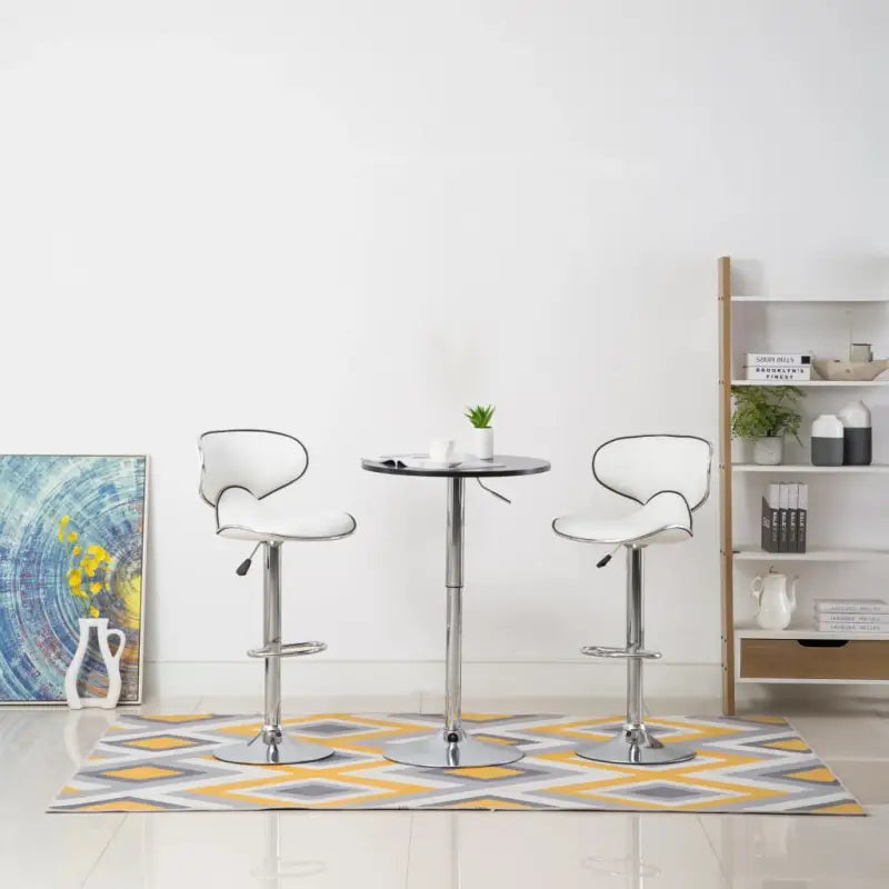 Eenvoudige en comfortabele barkrukken met kunstlederen bekleding - Wit / 2 - Barkrukken