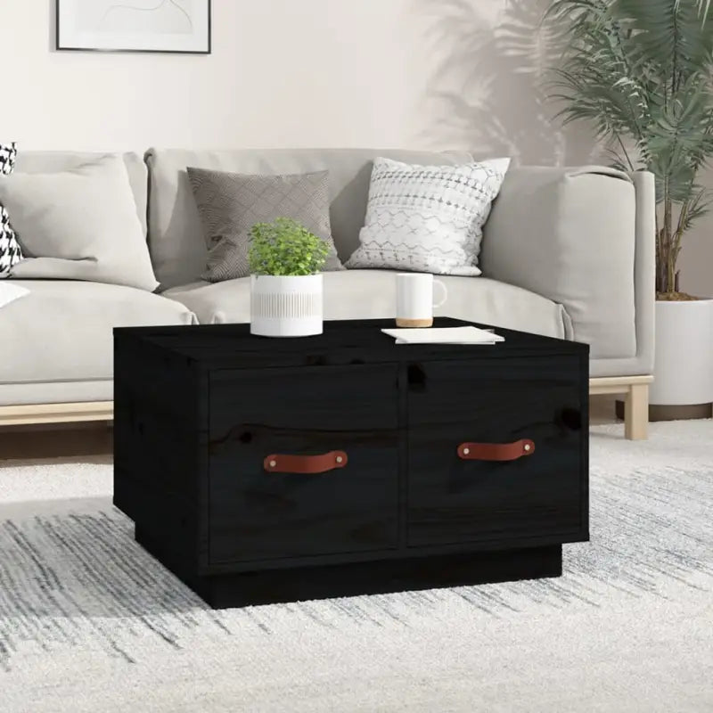 Eenvoudige houten salontafel van massief grenenhout voor elk interieur - Zwart / 1 - Salontafels
