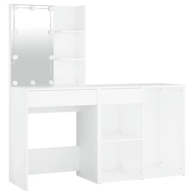 Eenvoudige LED-kaptafel met kastje van bewerkt hout voor de slaapkamer - Slaapkamerkaptafels