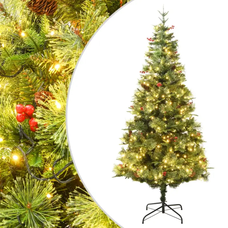 Eenvoudige montage kerstboom met LED en rode bessen voor feestelijk sfeer - 225 x 94 cm / 1 - Kerstbomen