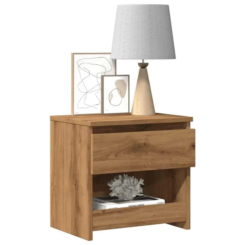 Eenvoudige Nachtkastjes van bewerkt hout met tijdloos ontwerp - artisanaal eikenkleurig / 1 - Nachtkastjes