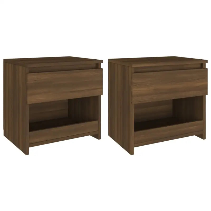 Eenvoudige Nachtkastjes van bewerkt hout met tijdloos ontwerp - bruin eikenkleur / 2 - Nachtkastjes