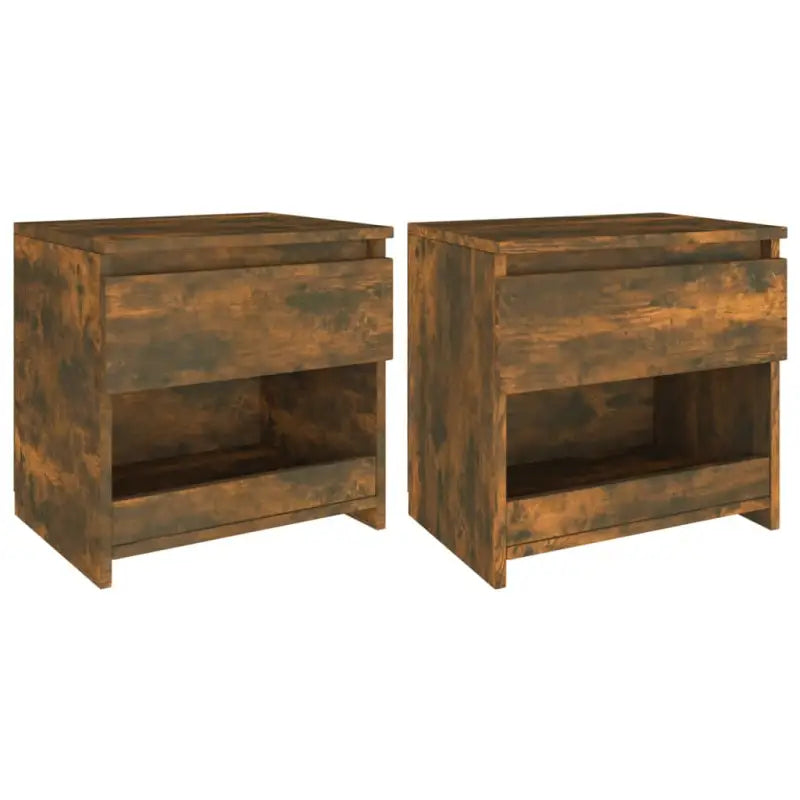 Eenvoudige Nachtkastjes van bewerkt hout met tijdloos ontwerp - Gerookt eiken / 2 - Nachtkastjes