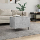Eenvoudige salontafel met bewerkt hout en metalen poten - Betongrijs / 1 - Salontafels