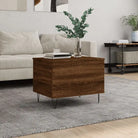 Eenvoudige salontafel met bewerkt hout en metalen poten - bruin eikenkleur / 1 - Salontafels