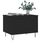Eenvoudige salontafel met bewerkt hout en metalen poten - Salontafels