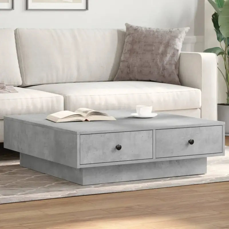 Eenvoudige salontafel van bewerkt hout met elegante afwerking - Betongrijs / 90 x 90 x 28 cm / 1 - Salontafels