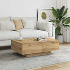 Eenvoudige salontafel van bewerkt hout met elegante afwerking - artisanaal eikenkleurig / 90 x 60 x 31 cm / 1
