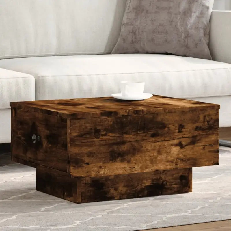 Eenvoudige salontafel van bewerkt hout met elegante afwerking - Gerookt eiken / 60 x 45 x 31 cm / 1 - Salontafels