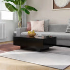 Eenvoudige salontafel van bewerkt hout met elegante afwerking - Zwart / 90 x 60 x 31 cm / 1 - Salontafels