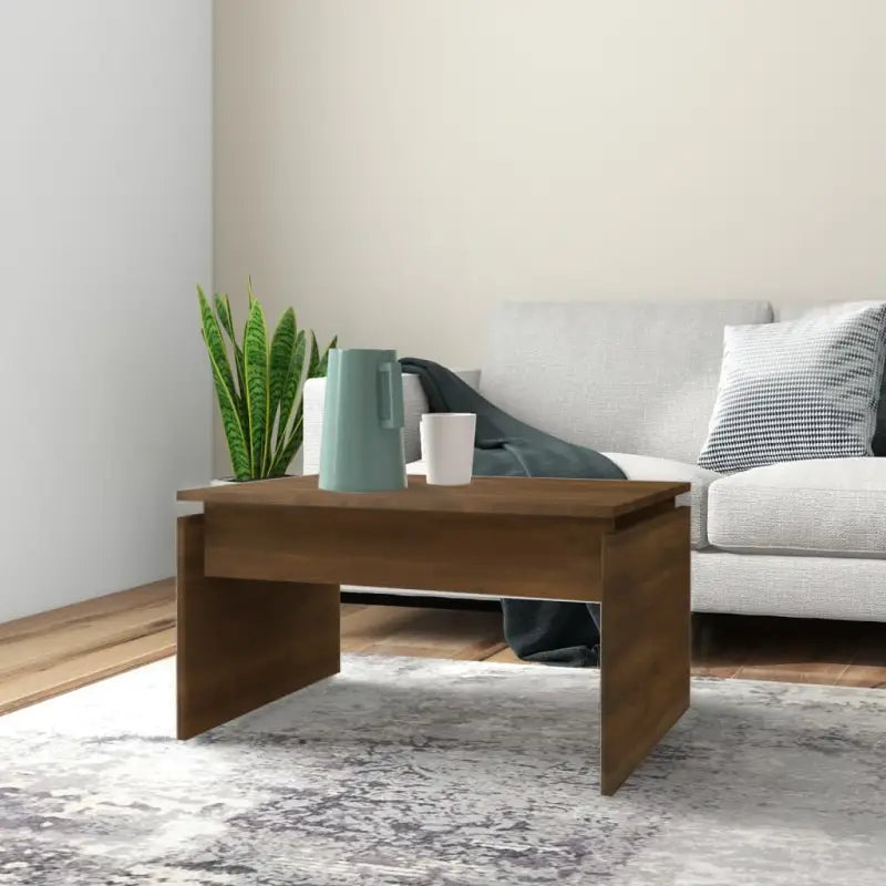Eenvoudige salontafel van bewerkt hout met modern design - bruin eikenkleur / 1 - Salontafels
