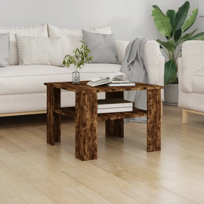 Eenvoudige salontafel van bewerkt hout voor een tijdloze uitstraling - Gerookt eiken / 1 - Salontafels