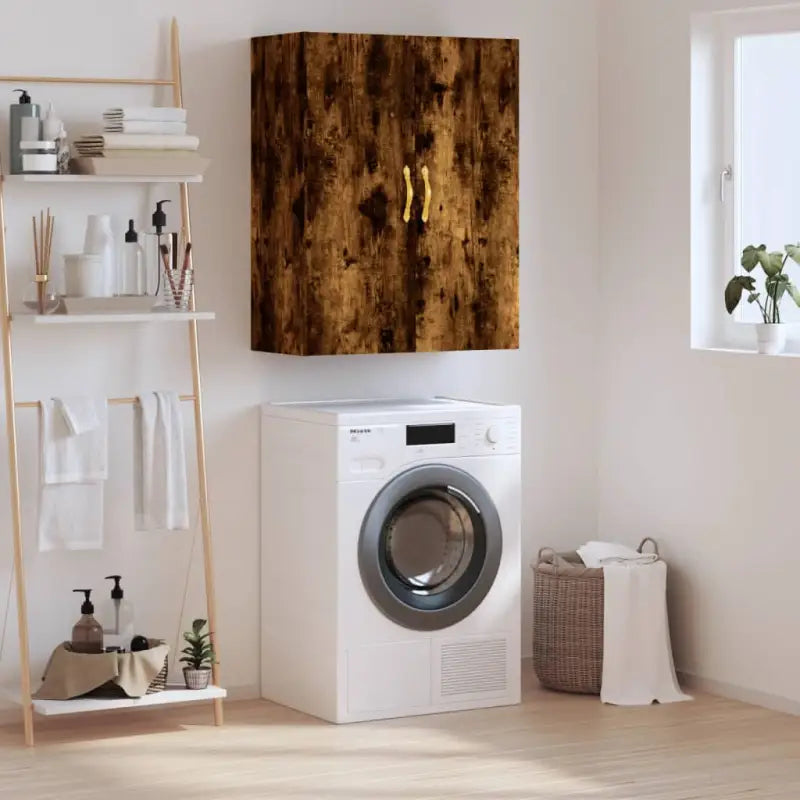 Eenvoudige wandgemonteerde dressoir met bewerkt hout voor een stijlvolle inrichting - Gerookt eiken / 1 - Dressoirs &