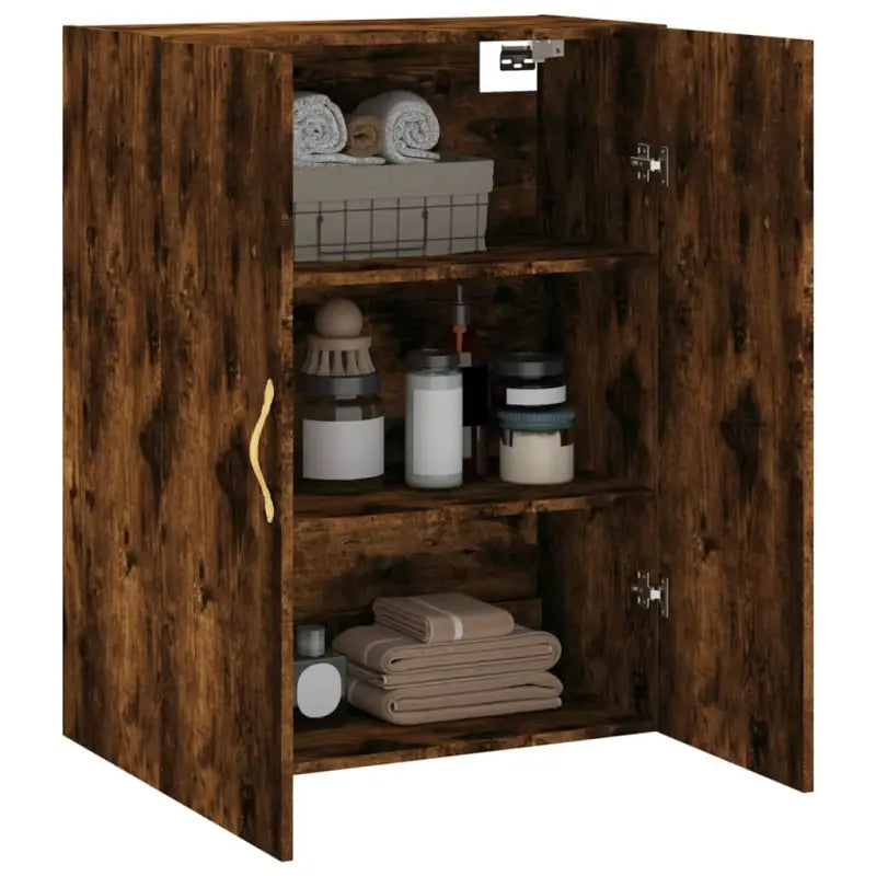 Eenvoudige wandgemonteerde dressoir met bewerkt hout voor een stijlvolle inrichting - Gerookt eiken / 1 - Dressoirs &