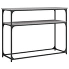 Eenvoudige wandtafel met bewerkt hout en metalen frame - Bijzettafels
