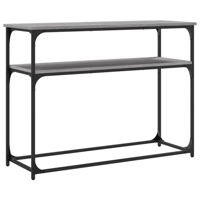 Eenvoudige wandtafel met bewerkt hout en metalen frame - Bijzettafels