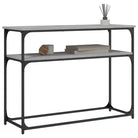 Eenvoudige wandtafel met bewerkt hout en metalen frame - Bijzettafels