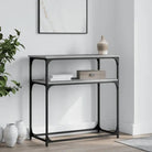 Eenvoudige wandtafel met bewerkt hout en metalen frame - Grijs sonoma / 1 / 75 cm - Bijzettafels