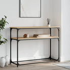 Eenvoudige wandtafel met bewerkt hout en metalen frame - Sonoma eiken / 1 / 100 cm - Bijzettafels