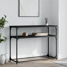 Eenvoudige wandtafel met bewerkt hout en metalen frame - Zwart / 1 / 100 cm - Bijzettafels