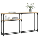Eenzijdige wandtafel met bewerkt hout en metalen frame - Bijzettafels